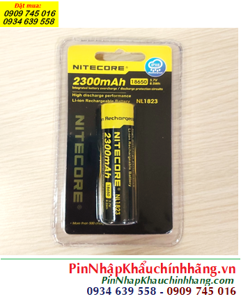 Nitecore NL1823; Pin sạc 18650 lithium 3.7v Nitecore NL1823 (2300mAh Nội trở 8.5Wh) chính hãng